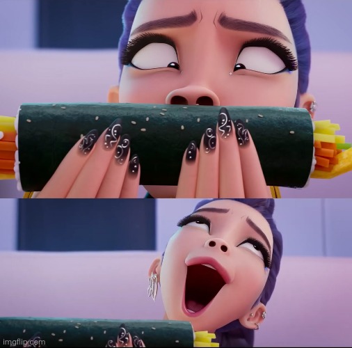 Rumi Sniffing Kimbap meme template