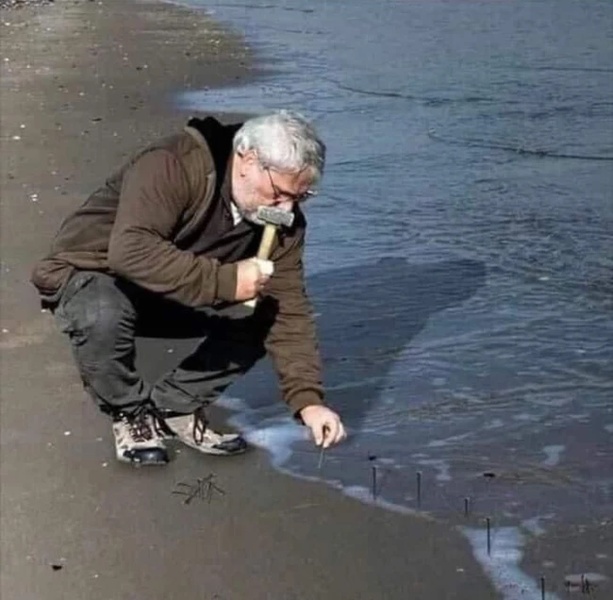 Hammering Nails Into Sand meme template