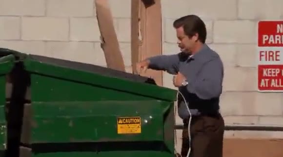 Ron Swanson trash computer GIF meme template