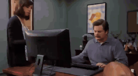 Ron Swanson trash computer GIF