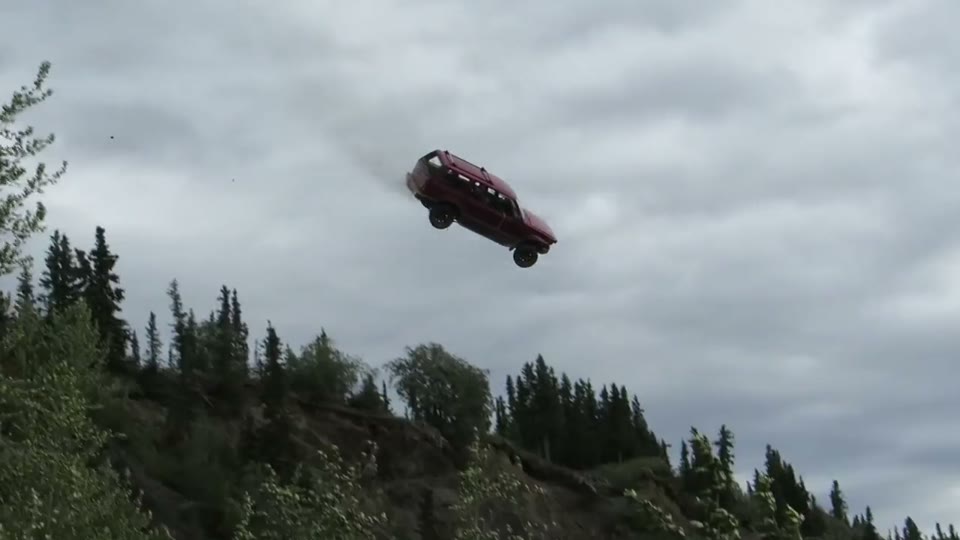 Car drives off of cliff,(improved) GIF meme template