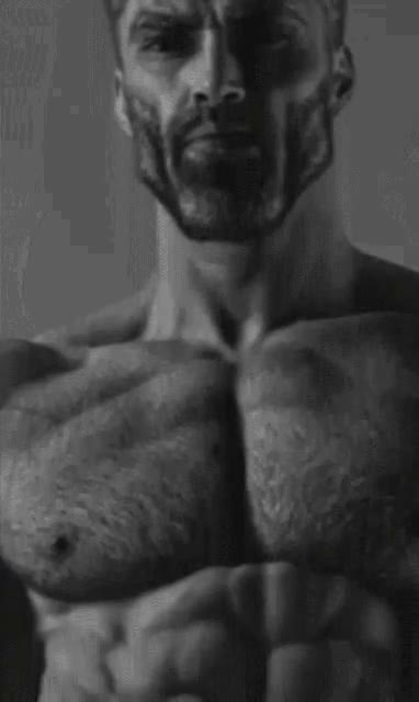 moving giga chad GIF meme template