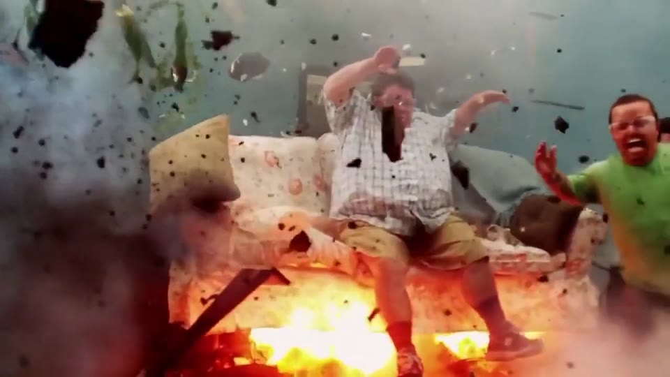 Sofa explosion GIF meme template