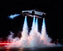 Flying Tesla Roadster meme template